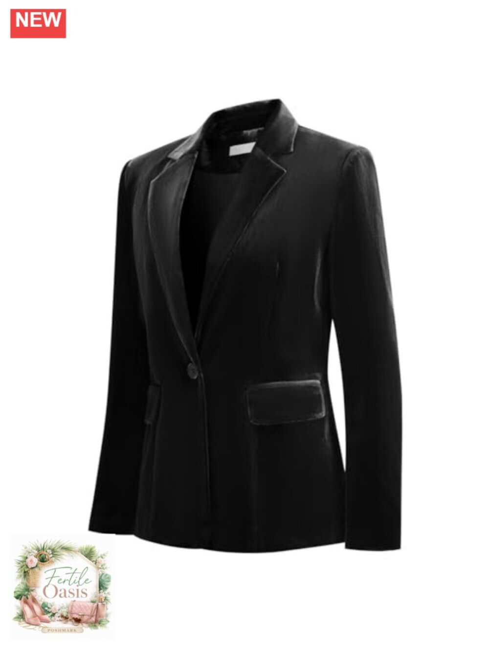 Women's Velvet Blazer Jacket Slim Fit 1 Button Notched Lapel Office Coat